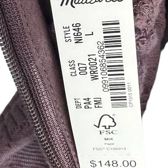 Madewell NWT Floral Quilted Puff Sleeve Mini Dress Purple Fig Multi Jacquard  L - Picture 10 of 13